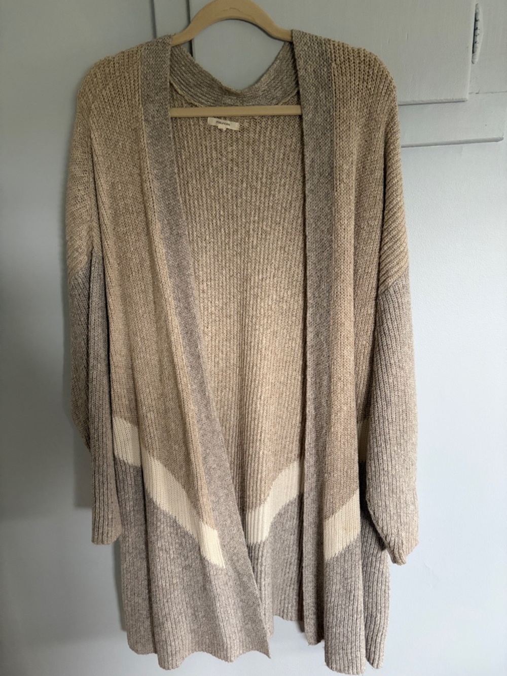 Maurices Neutral-Tone Open Front Ribbed Cardigan